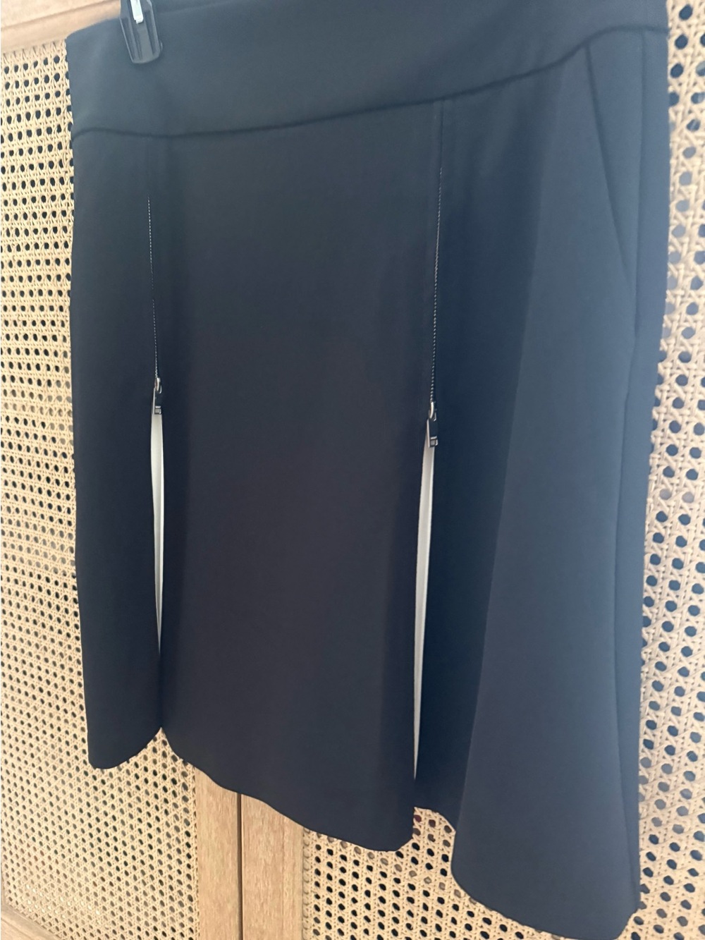 DKNY Black A-Line Skirt with Front Zipper Detail